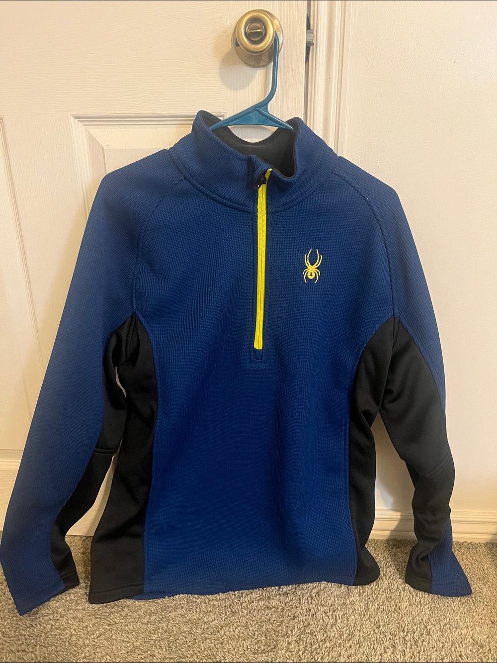 Spyder Men's Navy Blue Zip Pullover with Yellow Accents